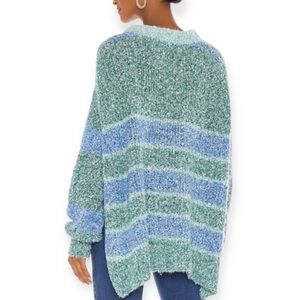 Free People BRB Oversized Blue-Green Poncho Tunic Sweater SZ S (Oversized)